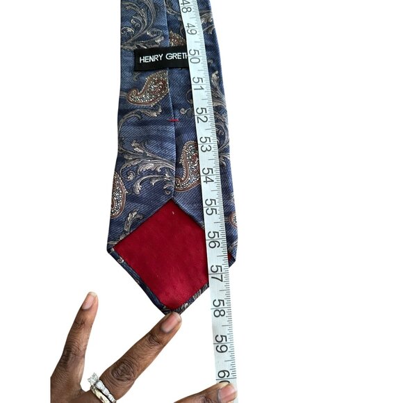 Vintage Paisley & Floral Silk Tie 1980s Henry Grethel Daisy Print Necktie - Picture 3 of 5